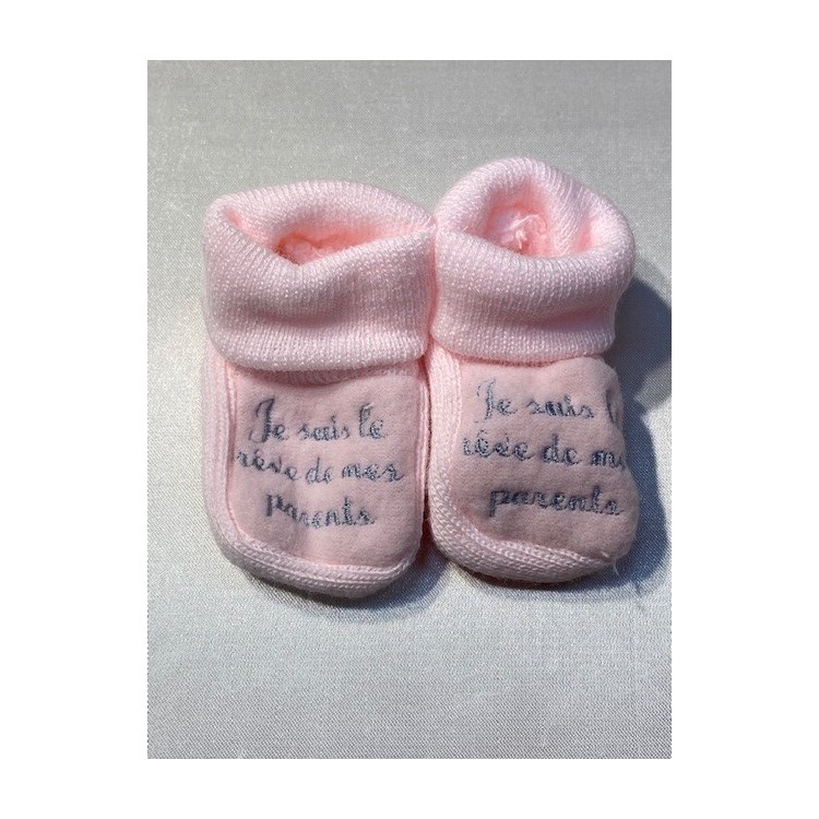Chaussons "je suis" rose