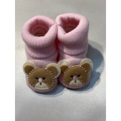 Chaussons ourson - rose