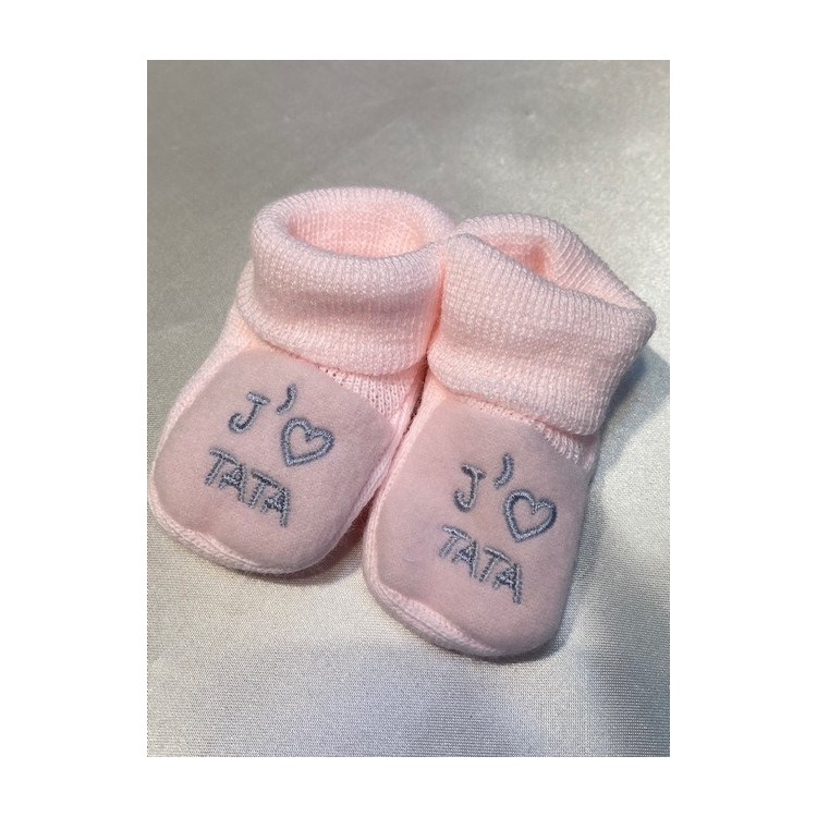 Chaussons "j'aime" rose